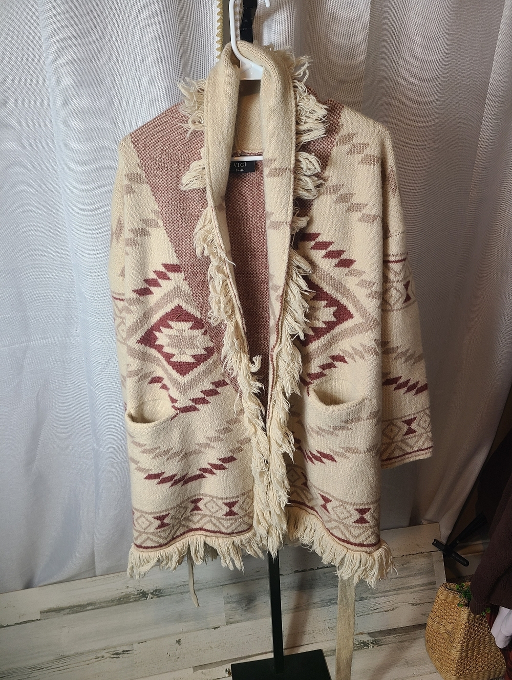 VICI sweater Fringe Waist Tie Sweater Western Size Small Oversized - Picture 2 of 7